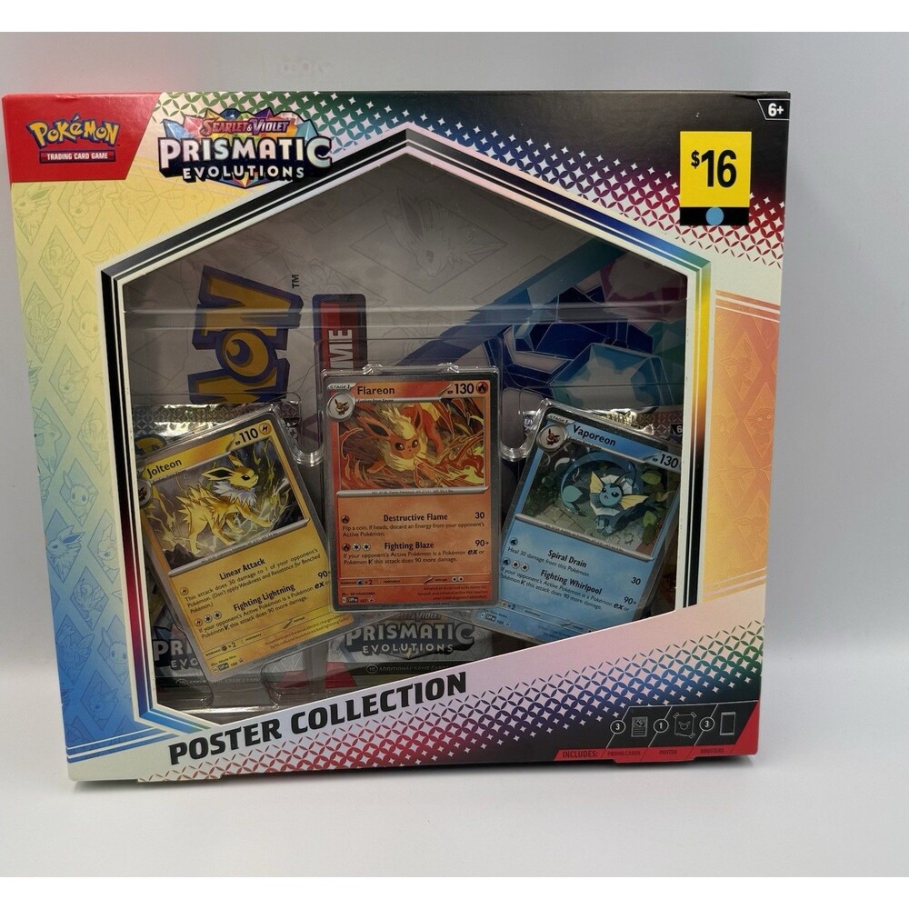 Pokémon TCG Prismatic Evolutions Poster Box Flareon Vaporeon Jolteon New Sealed